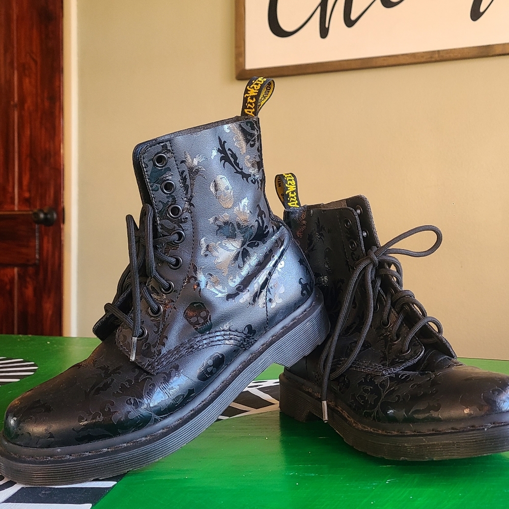 Dr. Marten's Cassidy Black Filigree and Skulls Boots